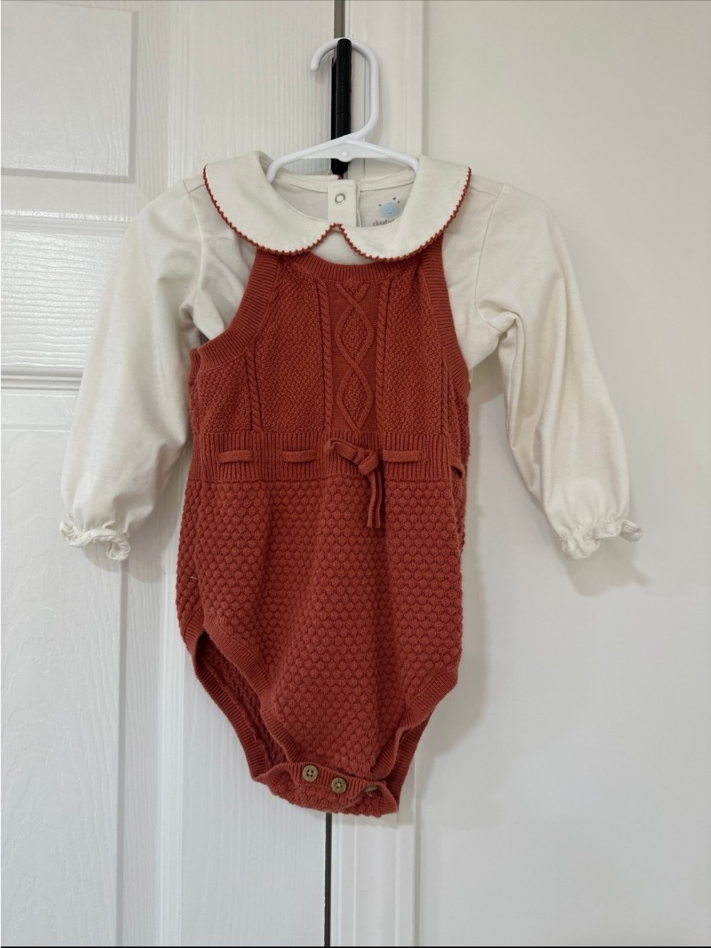 cloud island Rust Knit One-Piece with Cream Collar
